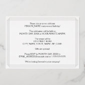 62e verjaardag — Art Deco Style "62" en naam Folie Uitnodiging (Achterkant)