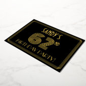 62e verjaardag — Art Deco Style "62" + Naam Folie Uitnodiging (Gedraaid)