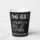 62e verjaardag: Art Deco Style + aangepaste naam Papieren Bekers (Achterkant)
