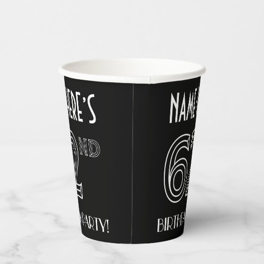 62e verjaardag: Art Deco Style + aangepaste naam Papieren Bekers (Rechts)