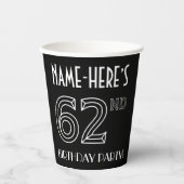 62e verjaardag: Art Deco Style + aangepaste naam Papieren Bekers (Voorkant)