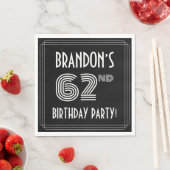 62e verjaardag: Art Deco Style + aangepaste naam Servet (Insitu)