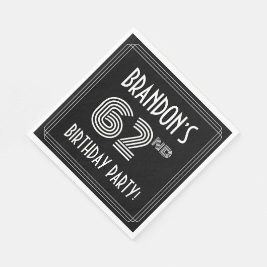 62e verjaardag: Art Deco Style + aangepaste naam Servet (Hoek)