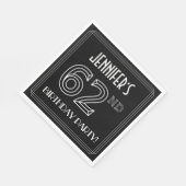 62e verjaardag: Art Deco Style + aangepaste naam Servet (Hoek)