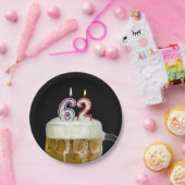 62e verjaardag bier met kaars papieren bordje (Feest)