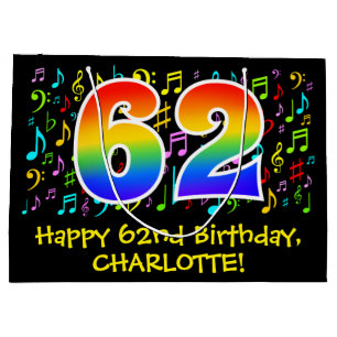62e verjaardag - Colorful Music Symbols, Rainbow 6 Groot Cadeauzakje