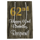 62e verjaardag: Elegant Faux Gold Look #, Faux Woo Medium Cadeauzakje (Achterkant)