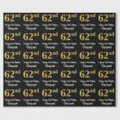 62e verjaardag: Elegant luxe Faux Gold-look # Cadeaupapier (Vlak)