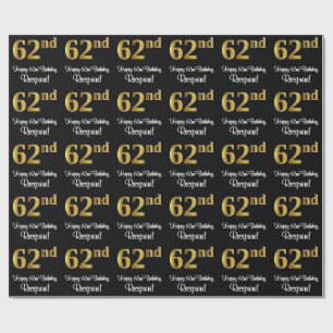 62e verjaardag: Elegant luxe Faux Gold-look # Cadeaupapier