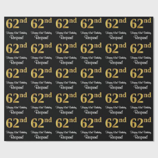 62e verjaardag: Elegant luxe Faux Gold-look # Cadeaupapier (Vlak)