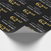 62e verjaardag: Elegant, zwart, Faux Gold look Cadeaupapier (Hoek)