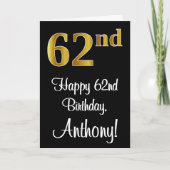 62e verjaardag ~ Elegante luxe Faux Gold look # Kaart (Voorkant)