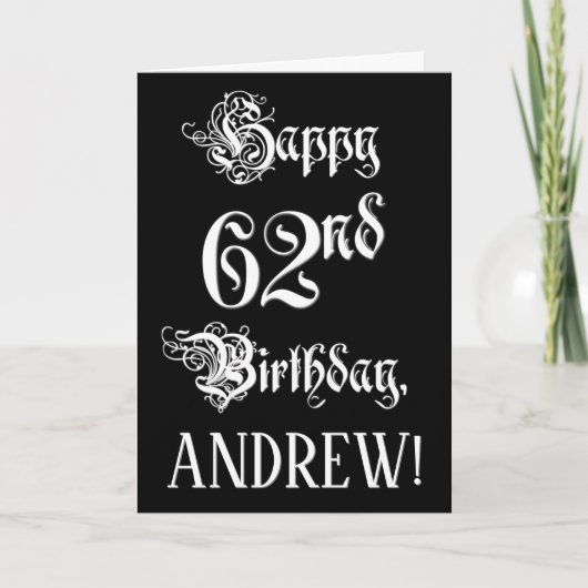 62e verjaardag: Fancy, elegant script + aangepaste Kaart (Voorkant)