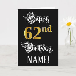 62e verjaardag — Fancy script; Faux Gold Kijk; naa Kaart