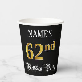 62e verjaardag — Fancy script, Faux Gold look Papieren Bekers