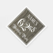 62e verjaardag — Fancy script, kijk op hout Servet (Hoek)