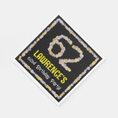 62e verjaardag: Floral Flowers Number, Custom Name Servet (Hoek)