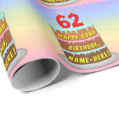 62e verjaardag: Fun Cake and Candles + Custom Name Cadeaupapier (Rol Hoek)