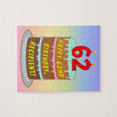 62e verjaardag: Fun Cake and Candles + Custom Name Legpuzzel (Horizontaal)