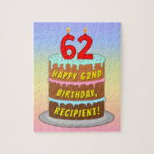 62e verjaardag: Fun Cake and Candles + Custom Name Legpuzzel (Verticaal)
