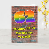 62e verjaardag: Fun Graffiti-geïnspireerde regenbo Kaart (Gele Bloem)