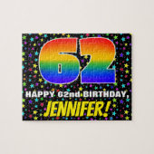 62e verjaardag - Fun, kleurrijk Star Field Pattern Legpuzzel (Horizontaal)