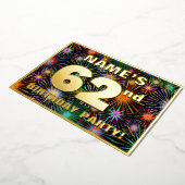 62e verjaardag: Fun, kleurrijke Fireworks look Folie Uitnodiging (Gedraaid)