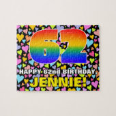 62e verjaardag - Fun, liefhebbende hartvormen + "6 Legpuzzel (Horizontaal)