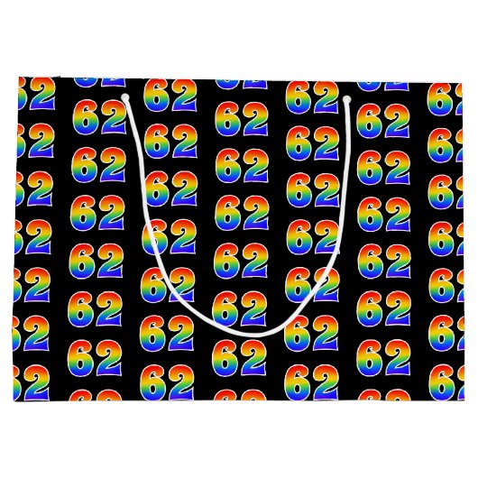 62e verjaardag: Fun Rainbow Event Number 62 Patter Groot Cadeauzakje (Achterkant)