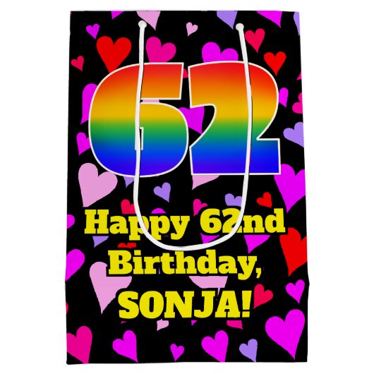 62e verjaardag: Het liefhebbende Kunstpatroon, Reg Medium Cadeauzakje (Achterkant)