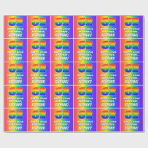 62e verjaardag: kleurrijk, vun regenboogpatroon # 