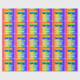 62e verjaardag: kleurrijk, vun regenboogpatroon #  cadeaupapier
