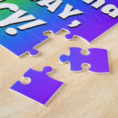 62e verjaardag: kleurrijk, vun regenboogpatroon #  legpuzzel (Zijkant)