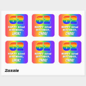 62e verjaardag: kleurrijk, vun regenboogpatroon #  vierkante sticker (Vel)