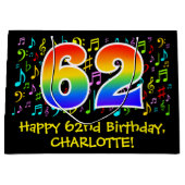 62e verjaardag - Kleurrijke muzieksymbolen, Rainbo Groot Cadeauzakje (Voorkant)