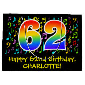 62e verjaardag - Kleurrijke muzieksymbolen, Rainbo Groot Cadeauzakje (Achterkant)