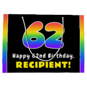 62e verjaardag: kleurrijke regenboog # 62, Naam va Groot Cadeauzakje (Achterkant)