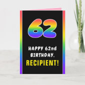 62e verjaardag: kleurrijke regenboog # 62, Naam va Kaart (Voorkant)