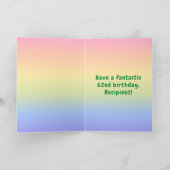 62e verjaardag: kleurrijke regenboog # 62, Naam va Kaart (Binnen)