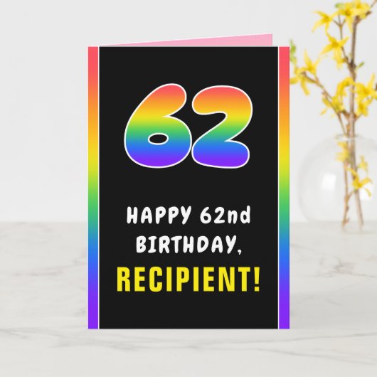 62e verjaardag: kleurrijke regenboog # 62, Naam va Kaart (Gele Bloem)