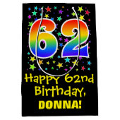 62e verjaardag: Kleurrijke Sterren Patroon & Regen Medium Cadeauzakje (Voorkant)