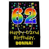 62e verjaardag: Kleurrijke Sterren Patroon & Regen Medium Cadeauzakje (Achterkant)