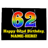 62e verjaardag ~ Leuk, Kleurrijk, Levendig, Regenb Groot Cadeauzakje (Achterkant)