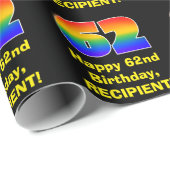 62e verjaardag: Leuke, kleurrijke regenboog geïnsp Cadeaupapier (Rol Hoek)