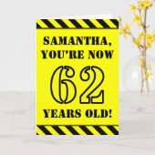 62e verjaardag: Leuke stencil stijl tekst, aangepa Kaart (Gele Bloem)