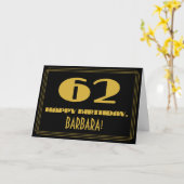 62e verjaardag: Naam + Art Deco Geïnspireerde look Kaart (Gele Bloem)