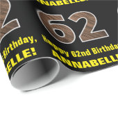 62e verjaardag: Naam & Faux Wood Grain Patroon "62 Cadeaupapier (Rol Hoek)