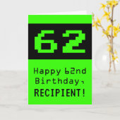 62e verjaardag: Nerdy / Geeky stijl "62" en naam Kaart (Gele Bloem)