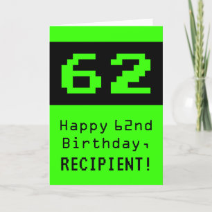 62e verjaardag: Nerdy / Geeky stijl "62" en naam Kaart