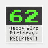 62e verjaardag - nerdy / geeky stijl "62" & naam servet (Voorkant)